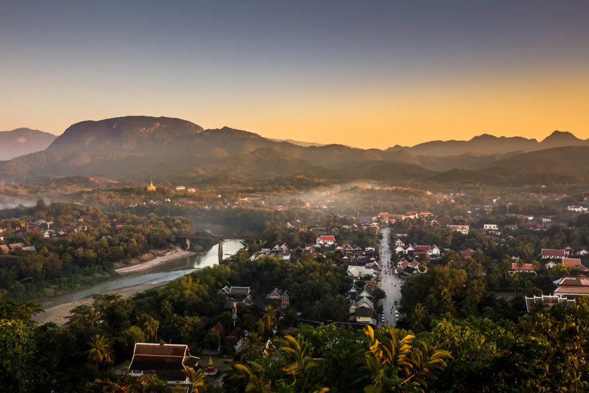 Panoramic view of Luang Prabang from Phousy Mountian