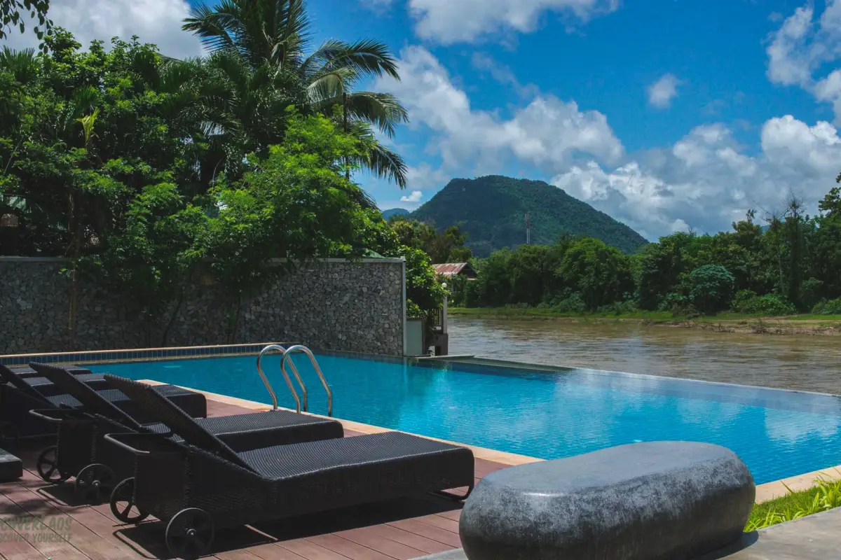 Swimming pool at Inthira Hotel in Vang Vieng