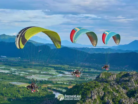 Sunrise Paramotor Above Vangvieng