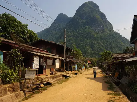 1 Day Trek And Kayak With Boat Ride, Muangnoi Village, Cave & Tad Mok Waterfall