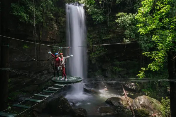 Enjoy taking photos, Net bridge and Waterfall at Nam Pien Yorlapa